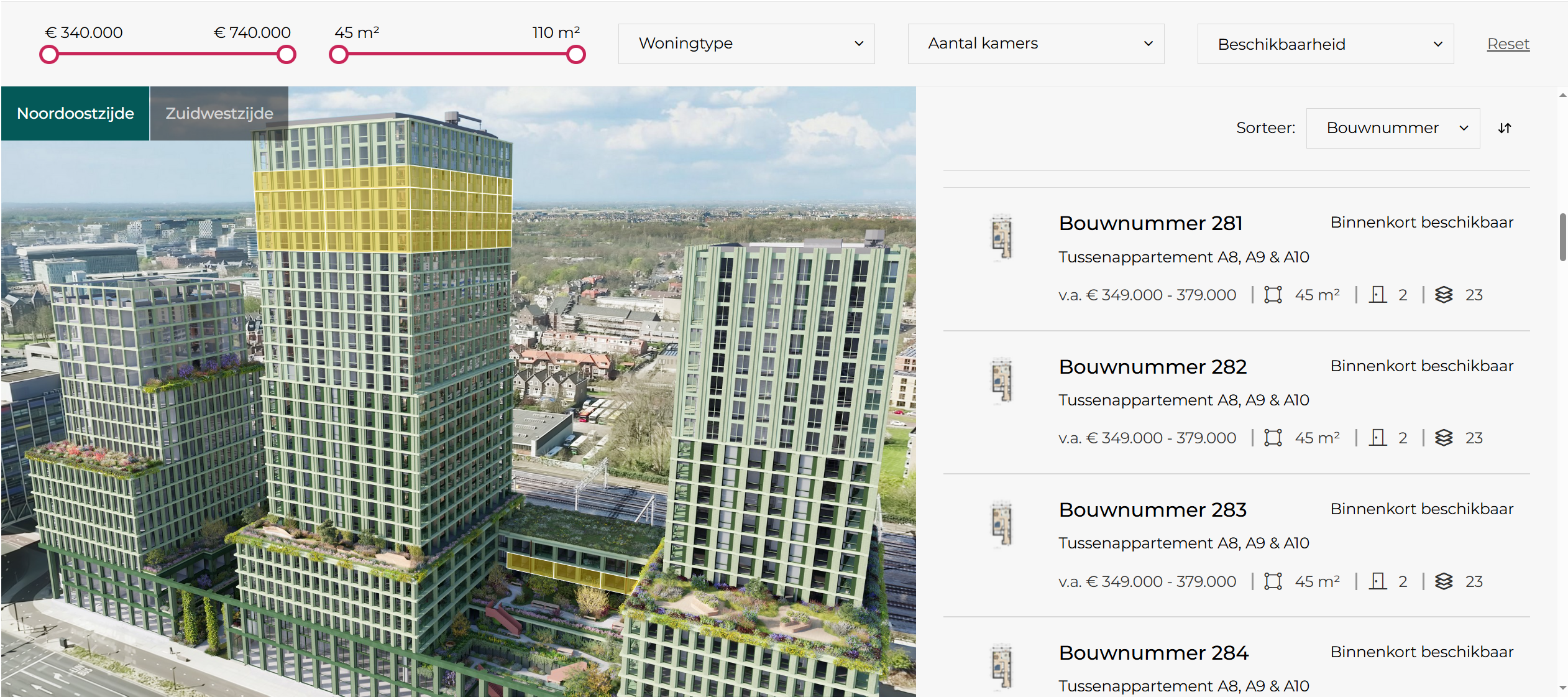 De prijsranges staan online & wordt Early bird (B)